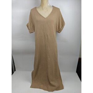 Faherty Tan V-Neck Dress